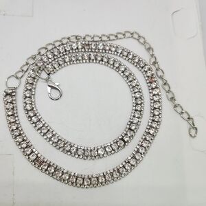 VTG Statement Rhinestone Crystal Chain Skinny Belt Fancy Sparkling Bling 80’s